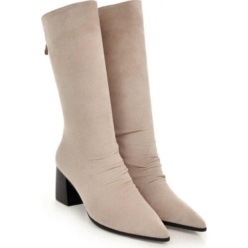 Big Size boots women shoes ankle boots for women ladies boots shoes woman winter Rear zipper pointed heel