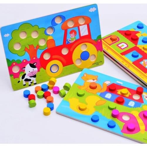 1 Set Wooden Toys Puzzles Tangram Jigsaw Board Educational Early Learning Cartoon Wood Puzzles Kids Toys for Children