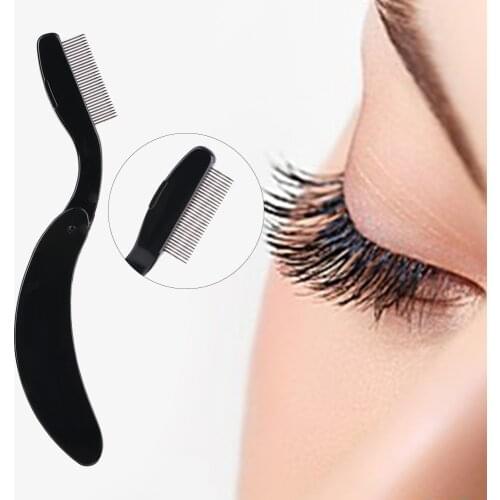 1 Pcs Black Folding Eyebrow Eyelash Comb With Metal Teeth Can Easily Separate Lashes Curling Beauty Makeup Tool