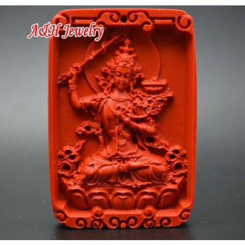 10pcs Natural Cinnabar Fine Carved Buddhism Vajrayana Pendants Back Side Prajna Paramita Sutra Spirit Energy Jewelry