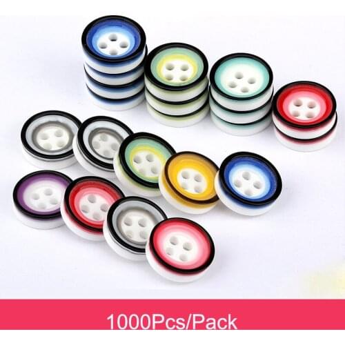 1000Pcs/Pack Resin Buttons Round 12.5mm Three Mix Color For Clothing Colorful Decorative 4-Holes Button Garment Accessories DIY