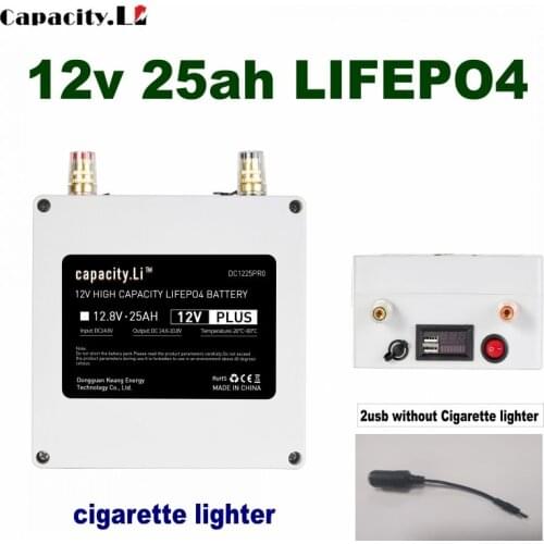 12V lifepo4 25ah rechargeable battery pack with BMS and Cigarette lighter Portable Super Outdoor lithium battery Tax package