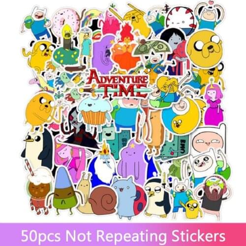 50Pcs/Set Anime Adventure Time Stickers Pack For Kids On The Laptop Fridge Phone Skateboard Travel Suitcase Stickers Toys Gift