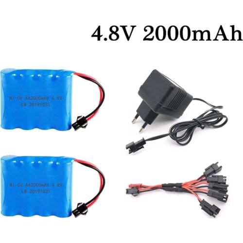 4.8V Rechargeable 4XAA Battery Pack 2000mAh NI-CD Battery For Aircraft RC Boat Remote Control Off-Road Vehicle Car + USB Charger