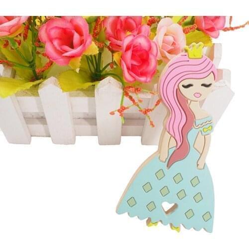 Chenkai 5PCS Silicone Princess Teether Baby Dummy Beautyful Girl Teething DIY Infant Dental Comfortable Pacifier Necklace Gifts