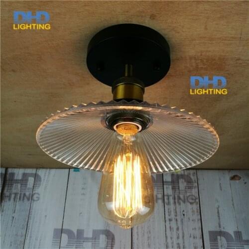D220mm clear glass shade Edison filament lighting fixture personality retro art glass ceiling light cafe restaurant study lamp