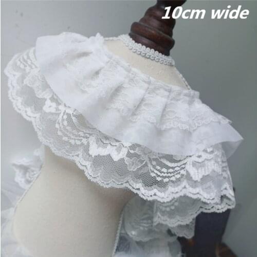 Hot-selling Three-layer Pleated Chiffon Lace Fabric DIY Childrens Fluffy Collar Cuffs Ruffle Skirt Curtain Sewing Accessories