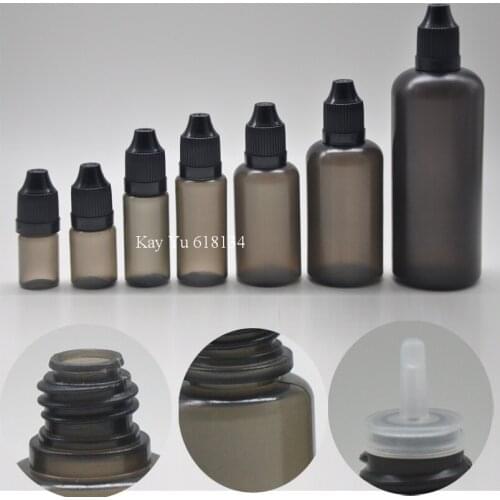 Multiple size 5ml 10ml 15ml 30ml 50ml black PE plastic e vape liquid dropper bottles/100ml e liquid black bottle with dropper