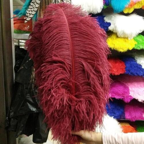 Best-selling! 100 PCS pretty 55-60 cm/22-24 inches Wine Red ostrich feathers plume artware performing decorations