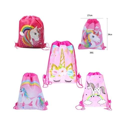 HJKL Unicorn Drawstring bag for Girls Travel Storage Package Cartoon School Backpacks Children Birthday Party Favors GIFT