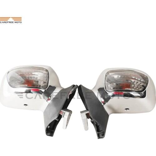 Chrome Motorcycle Rear View Mirrors with Clear Signal Light Case for Honda Goldwing GL1800 2001-2011