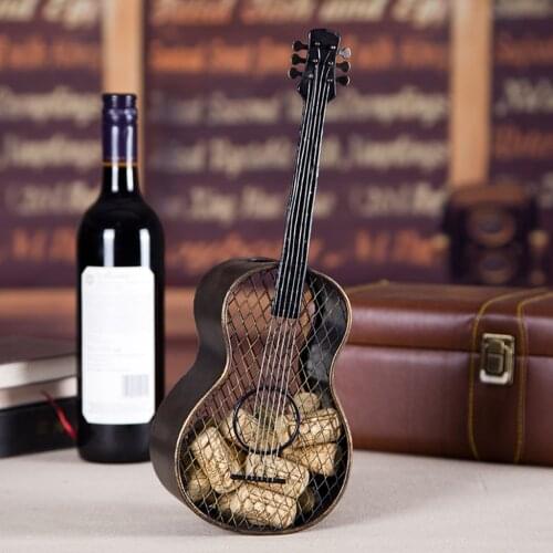 Wine Cork Holder Storage Container Guitar Bottle Stopper Display Rack Piggy Bank for Kitchen Bar Decor Gifts
