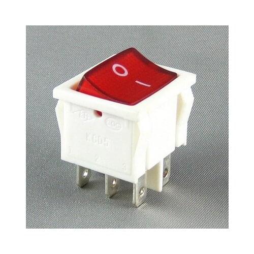 Ship switch KCD5 22N 6-pin power switch white shell red light