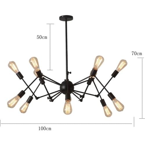 Nordic Creative Spider chandelier vintage rustic bar lamps dining room pendant lamp sputnik light home Edison Lighting fixtures