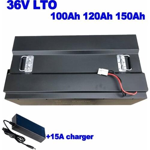 LTO 36v 100ah 120ah 150Ah 20000 cycles Lithium titanate battery with BMS ebike tricycle food truck forklift AGV ups +15A Charger