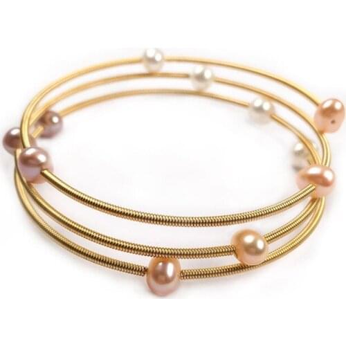 Copper female pink pearl bracelet simple fashion party jewelry personality gift pearl size 7-8mm