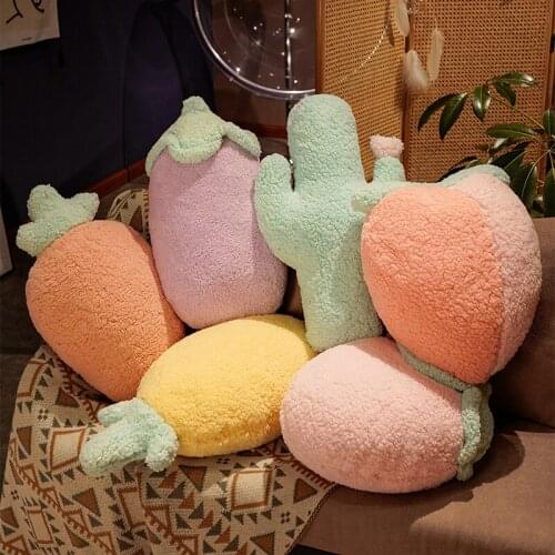 Lovely Plush Reallife Fruits Toys Super Soft Stuffed Cotton Peach Cactus Plushie Doll Home Decor Bed Sofa CUshion For Kids Gifts