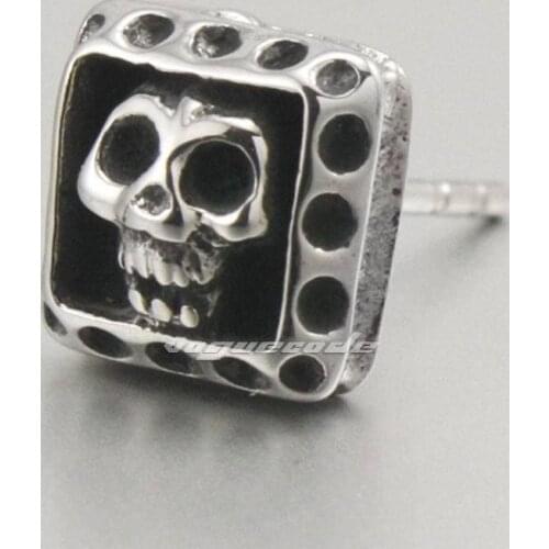 316L Stainless Steel Skull Hoop Mens Biker Rocker Punk earrings 2F006(1 Piece)