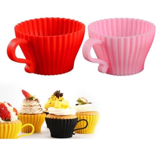 Soft Round Silicone Cake Mold with Handle Muffin Chocolate Mold Cupcake Liner Baking Cup Mold Egg Tart Cup LX8544