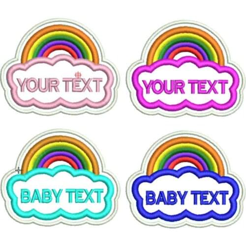 Customized rainbow kindergarten baby name patch childrens embroidery name stickers to cloth hat sewing names car boat aircraft