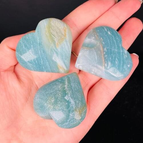 Natural Caribbean Calcite Crystal Heart Polished Healing(With geode)