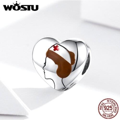 WOSTU Fit Original Charms Bracelet 925 Sterling Silver Angel in White pendant Charm Bead DIY Jewelry Making Berloque