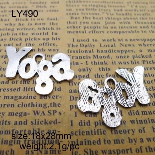 25pcs Antique Silver Alloy Letter Yoga Charms Pendants For Bracelet Necklace Jewelry Making DIY Handmand Craft 18x28mm