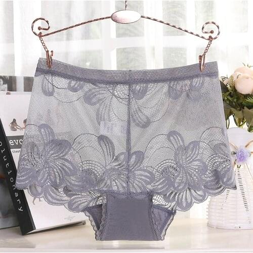 QA425 Cotton Crotch Women Underwear Comfortable Lace Panties Sexy Mesh Transparent Lingerie Briefs 9 Colors