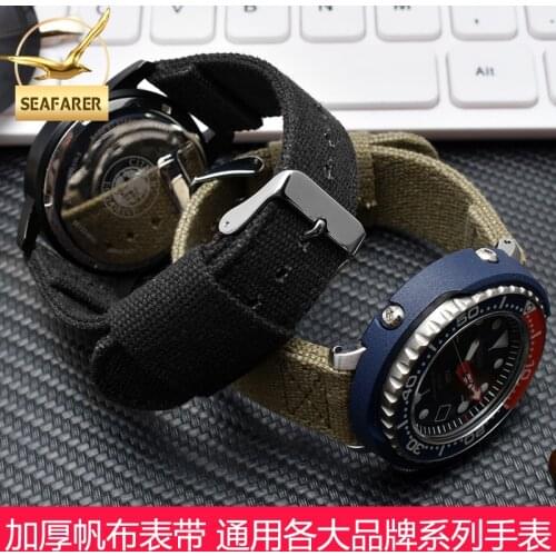 Thickened Canvas Watch Strap for timex citizen Seiko No. 5 Waterproof Sweat-Proof Male 20 22mm