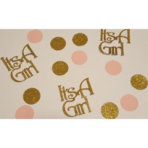 Its A Girl Pink and Gold Table Scatter Table decor scrapbook Confettis