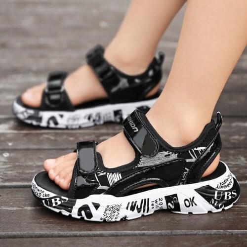 2021 Black Sandals kids shoes brand closed toe toddler boys sandals orthopedic sport pu leather baby boys sandals shoes Summer