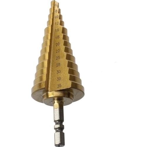 6-35MM Plating HSS 13 Step Cone Drill Bit Titanium Hole Cutter Hex Shank Steel