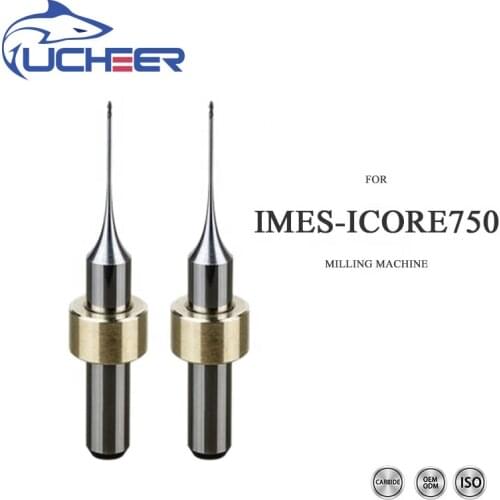 UCHEER 1PC/SET Dental Milling burs with DLC Coating Imes Icore 750 for milling Zirconia Block Available Size 0.6mm, 1.0mm, 2.5mm