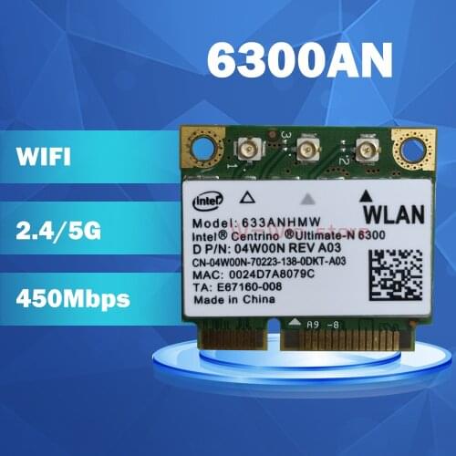 Ultimate-N 6300 633AN 633ANHMW 6300AN Half Mini PCIe Wlan Wireless Wifi Card 450M for DELL E4310 E6410 E4300 E6400