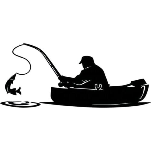 15.2*6.5CM Fashion Fisherman Fishing On Board Car Sticker Covering The Body Of Interesting Vinyl Decals Black/Sliver C7-1326