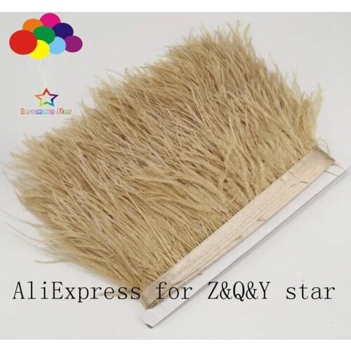 Z&Q&Y natural beautiful ostrich hair dyed light coffee making cloth side DIY clothing show cloth side crafts jewelry decoration