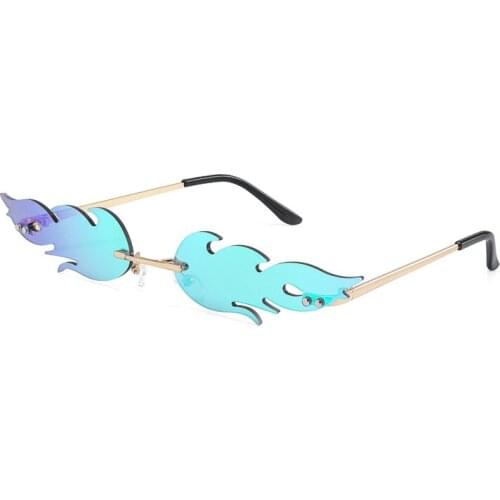 KRMDING 2019 ladies luxury flame sunglasses fashion brand sunglasses metal frameless trend flame glasses UV400