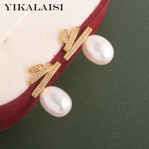 YIKALAISI 925 Sterling Silver Earrings Jewelry For Women 8-9mm Drop Shape Natural Freshwater Pearl Earrings 2021 New Wholesales