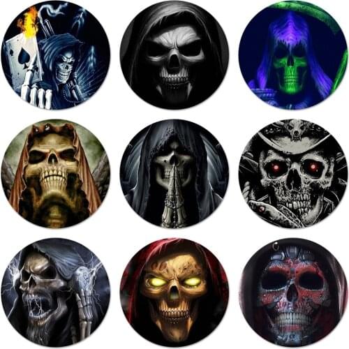 Death Prayer Grim Reaper Skeleton Skull Icons Pins Badge Decoration Brooches Metal Badges For Clothes Backpack Decoration