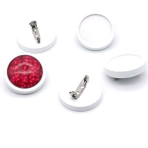 10pcs Lot White Wood Brooch Base Wooden Brooch Cabochon Stainless Steel Safety Pin Use for DIY Jewelry Making Supplies Charm