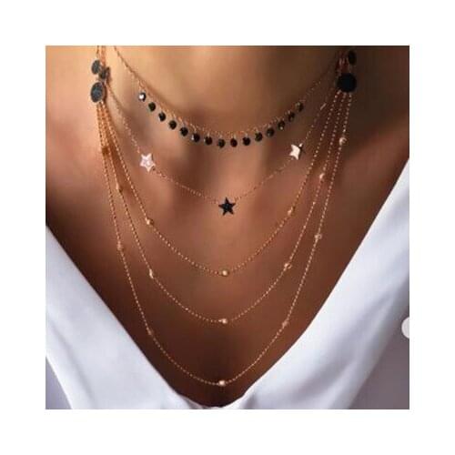 2020 Fashion Necklace For Women Long O-chain Stars Layered Bohemia Necklace Cute Jewelry Women Pendant Necklace