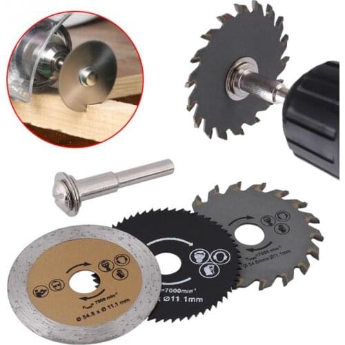 3Pcs/Lot 54.8mm HSS Mini Wood Circular Saw Blade Cutting Blade Rotary Tool + Mandrel Best Offer