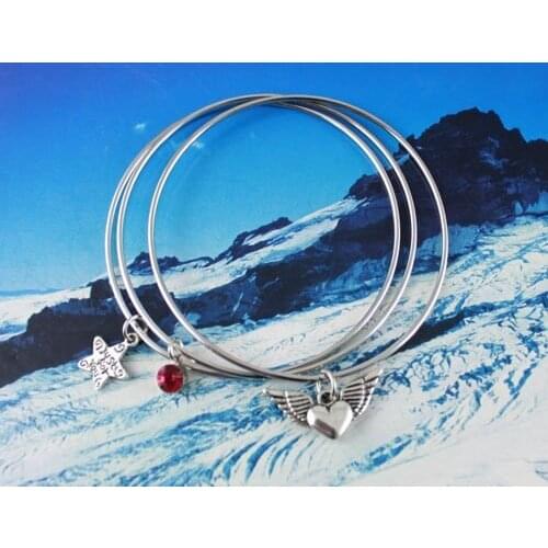 30PCS Heart Star Charm Triple Bangle Bracelet #20350
