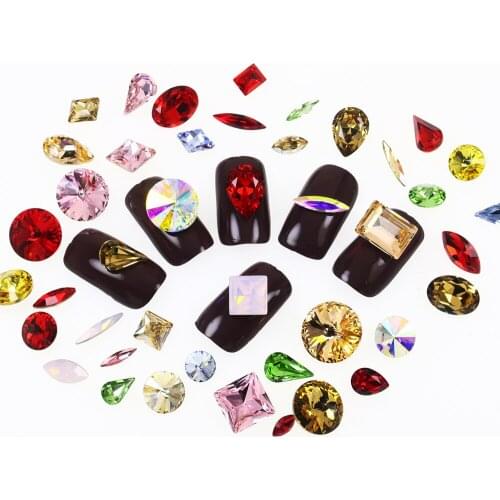 40pcs Crystal strass nail art decorations/rhinestones mix colorful 3d nail charms rhinestones for nails jewelry clothes shoes