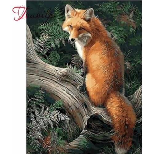 Touoilp 5D DIY Diamond Painting Needlework Craft Gift Full Square round Fox Embroidery Cross Stitch Kits