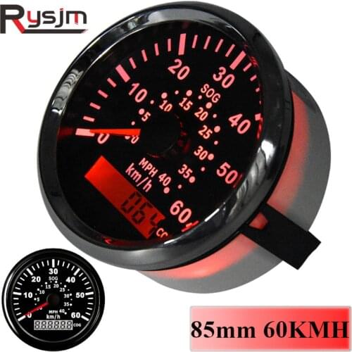 85mm Car Boat GPS Speedometer Gauge Auto Gauges 60 km/h 40MPH Waterproof Speed Gauge Meter 120 km/h fit Car Truck Boat 12V 24V