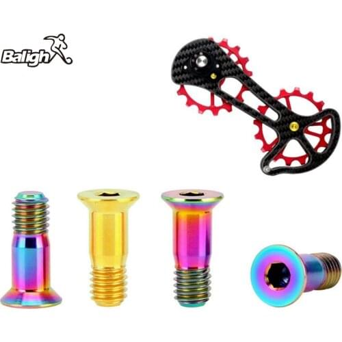 Balight 2PCS Bike M5 Titanium Screws Rear Derailleur Jockey Wheel Screws Pulley Guide Wheel Fixed Bolts MTB Road Parts