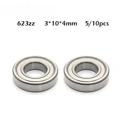 Free shipping 5/10PCS/lot Deep Ball Bearing 623zz 623z 623ZZ 3*10*4mm Deep Groove Flanged Pulley Wheel for 3D Printers Parts