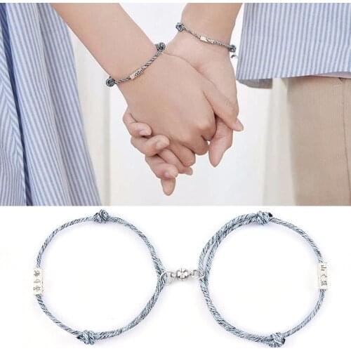 BOEYCJR Mountain & Sea Couple Bracelet Stone Jewelry Energy Lucky Love Forever Magnet Bracelet For Women or Men