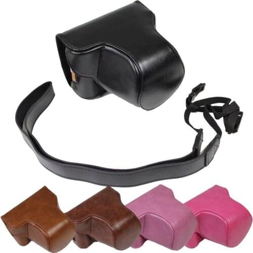 PU Leather Camera Case for Fujifilm Fuji X-A7 XA7 X-A5 XA5 X-A20 XA20 15-45mm Lens Cover With Strap